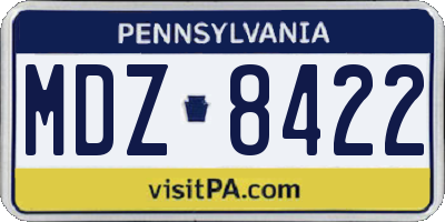 PA license plate MDZ8422