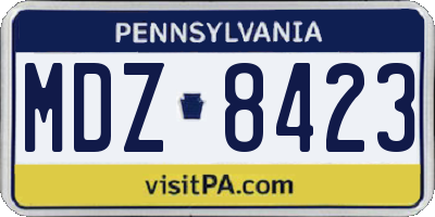 PA license plate MDZ8423