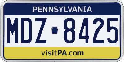 PA license plate MDZ8425