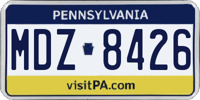 PA license plate MDZ8426