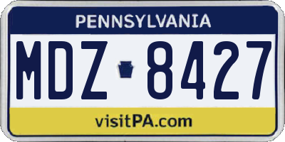 PA license plate MDZ8427
