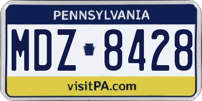 PA license plate MDZ8428