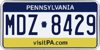 PA license plate MDZ8429