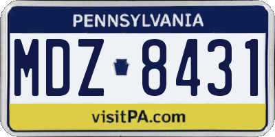 PA license plate MDZ8431