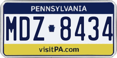 PA license plate MDZ8434