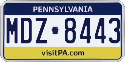 PA license plate MDZ8443