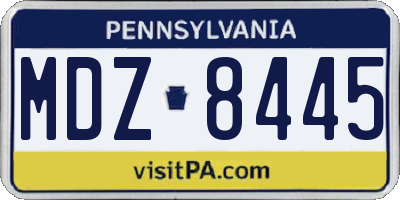 PA license plate MDZ8445