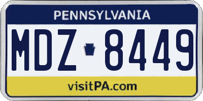 PA license plate MDZ8449
