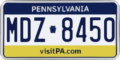 PA license plate MDZ8450
