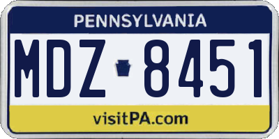PA license plate MDZ8451
