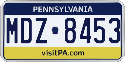 PA license plate MDZ8453