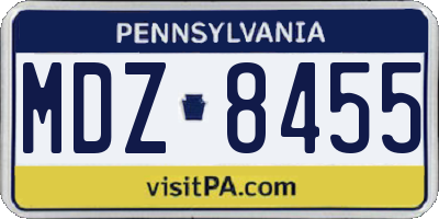 PA license plate MDZ8455
