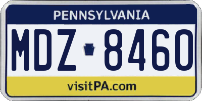PA license plate MDZ8460