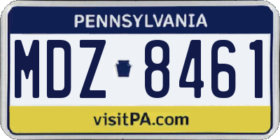 PA license plate MDZ8461