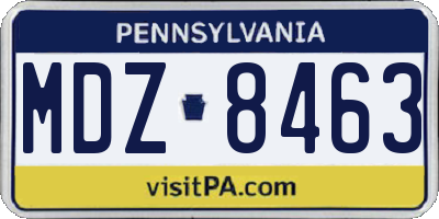 PA license plate MDZ8463