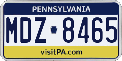 PA license plate MDZ8465