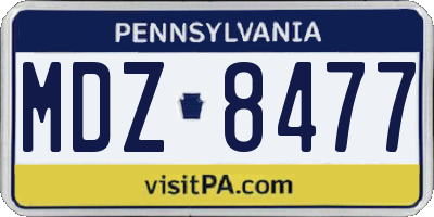 PA license plate MDZ8477