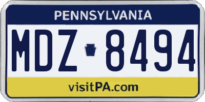 PA license plate MDZ8494