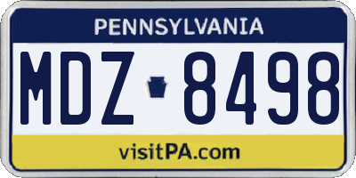 PA license plate MDZ8498
