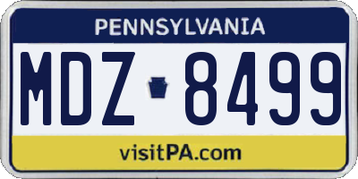 PA license plate MDZ8499
