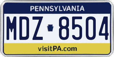 PA license plate MDZ8504