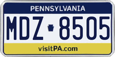 PA license plate MDZ8505