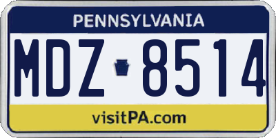 PA license plate MDZ8514