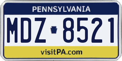 PA license plate MDZ8521