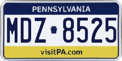 PA license plate MDZ8525
