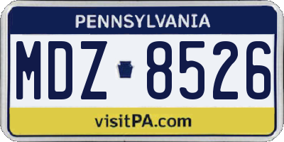 PA license plate MDZ8526