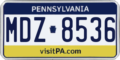 PA license plate MDZ8536