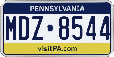 PA license plate MDZ8544