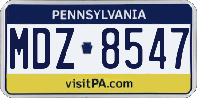 PA license plate MDZ8547