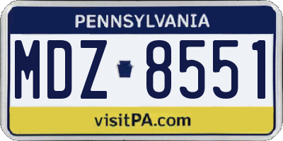 PA license plate MDZ8551