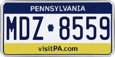 PA license plate MDZ8559