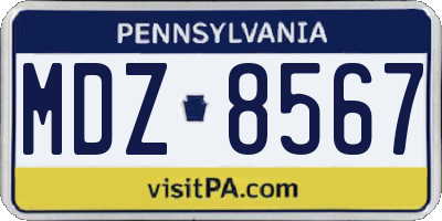 PA license plate MDZ8567