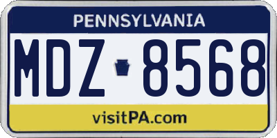 PA license plate MDZ8568