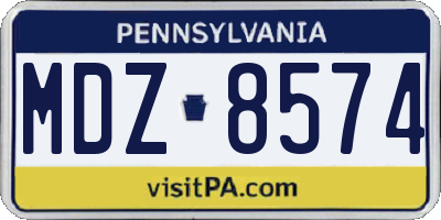 PA license plate MDZ8574