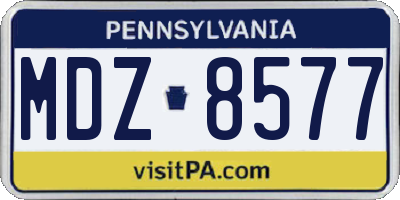 PA license plate MDZ8577