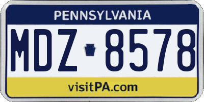 PA license plate MDZ8578
