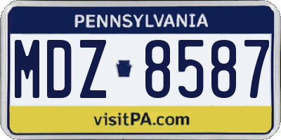PA license plate MDZ8587