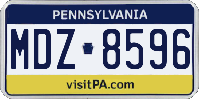 PA license plate MDZ8596