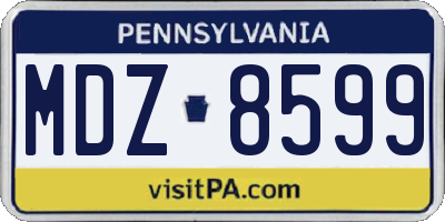 PA license plate MDZ8599