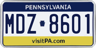 PA license plate MDZ8601