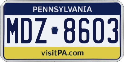 PA license plate MDZ8603