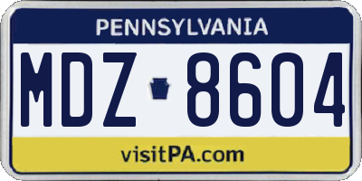PA license plate MDZ8604