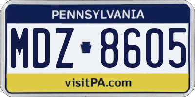 PA license plate MDZ8605