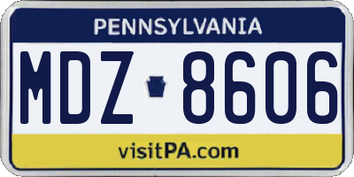 PA license plate MDZ8606