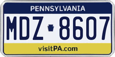 PA license plate MDZ8607