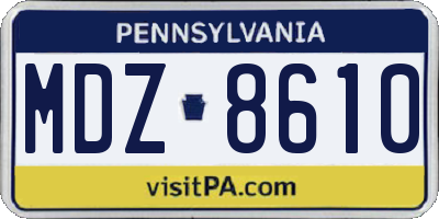 PA license plate MDZ8610